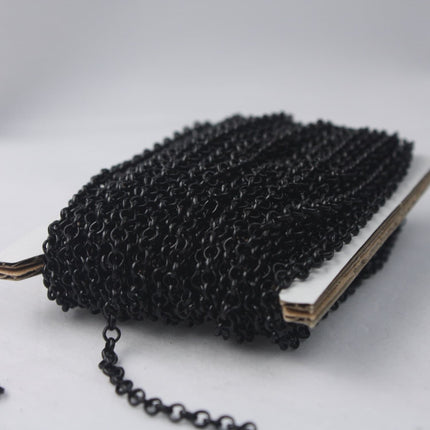 Black Rolo Chain bulk Chain, 100 ft of Rolo SOLDERED Cable Chain 3.1mm - Soldered Links -  Wholesale - 3.1BL