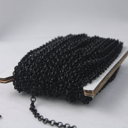 Black Rolo Chain bulk Chain, 10 ft of Rolo SOLDERED Cable Chain 3.1mm - Soldered Links -  Wholesale - 3.1BL