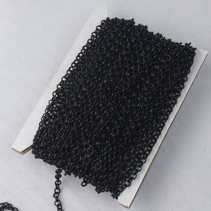 Black Rolo Chain bulk Chain, 100 ft of Rolo SOLDERED Cable Chain 3.1mm - Soldered Links -  Wholesale - 3.1BL
