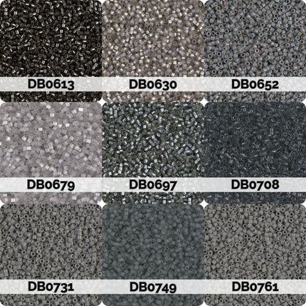 Miyuki Delica 11/0 Seed Beads | Choose Your Color, Shades of Gray| 7.5g Tube Supply