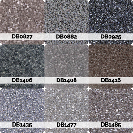 Miyuki Delica 11/0 Seed Beads | Choose Your Color, Shades of Gray| 7.5g Tube Supply