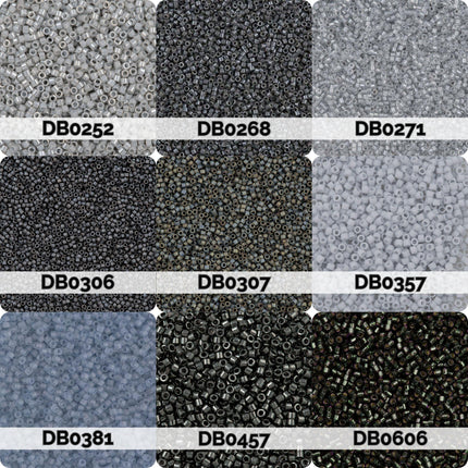 Miyuki Delica 11/0 Seed Beads | Choose Your Color, Shades of Gray| 7.5g Tube Supply
