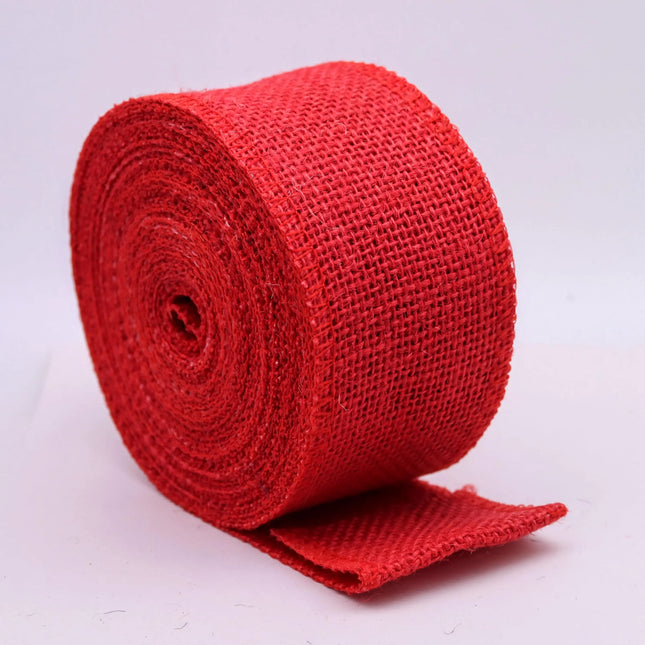 Craft Burlap Ribbon - Red 2.3" Wide, 32 Feet Roll for Rustic Decor