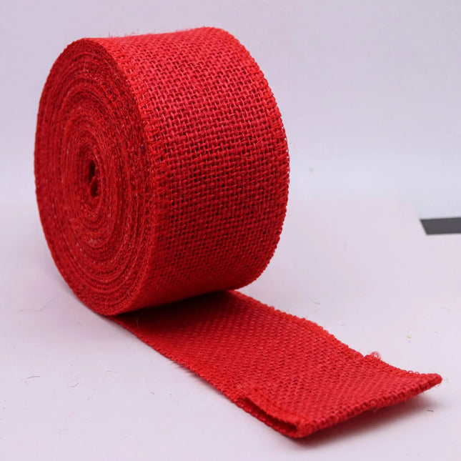 Craft Burlap Ribbon - Red 2.3" Wide, 32 Feet Roll for Rustic Decor