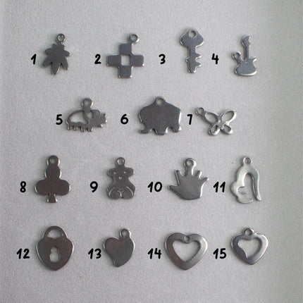 Small Stainless Steel Charms, Tiny Metal Pendants for DIY Jewelry Making