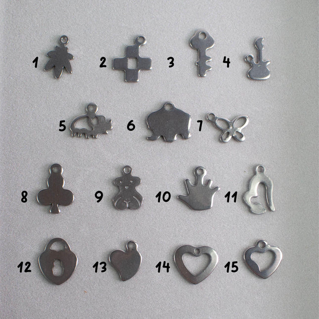 Small Stainless Steel Charms, Tiny Metal Pendants for DIY Jewelry Making