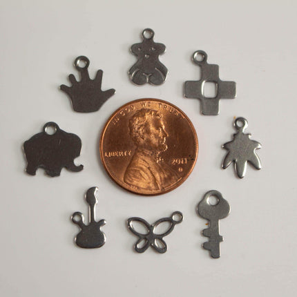 Small Stainless Steel Charms, Tiny Metal Pendants for DIY Jewelry Making