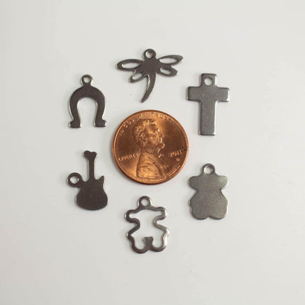 Stainless Steel Pendants, Assorted Metal Charms for DIY Jewelry Making