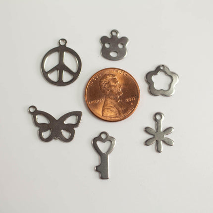 Stainless Steel Pendants, Assorted Metal Charms for DIY Jewelry Making