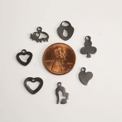 Small Stainless Steel Charms, Tiny Metal Pendants for DIY Jewelry Making