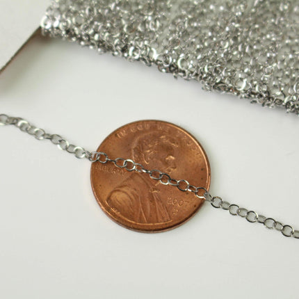 Stainless Steel 2.1mm Flat Cable Chain, Soldered Links, Bulk Jewelry Making Chain