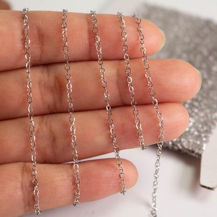 Stainless Steel 2.1mm Flat Cable Chain, Soldered Links, Bulk Jewelry Making Chain