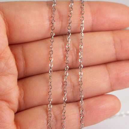 Stainless Steel 2.1mm Flat Cable Chain, Soldered Links, Bulk Jewelry Making Chain