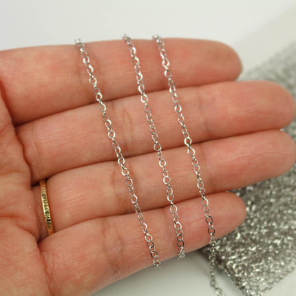Stainless Steel 2.1mm Flat Cable Chain, Soldered Links, Bulk Jewelry Making Chain