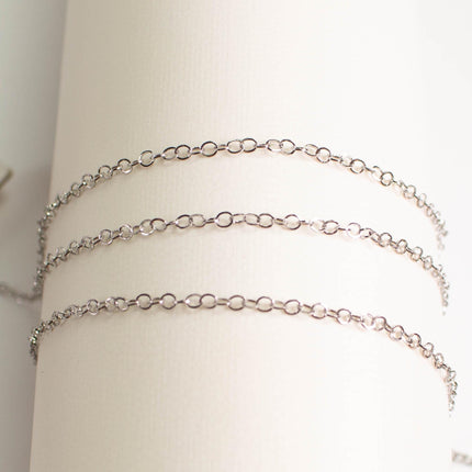 Stainless Steel 2.1mm Flat Cable Chain, Soldered Links, Bulk Jewelry Making Chain