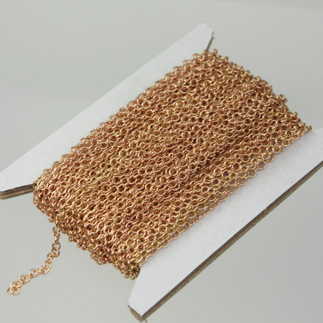 NEW 100 Ft. Raw Brass (Copper Color) No-Plated Round cable chain - 3.4x3.0mm Soldered link - 3430S