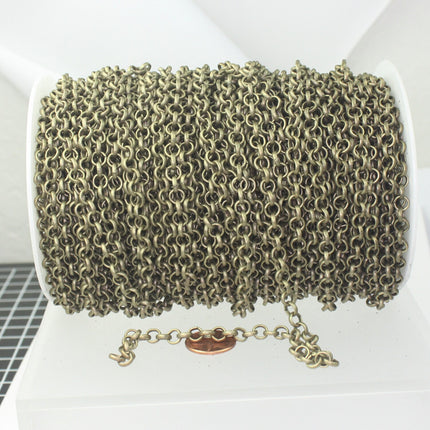 Antique Brass Rolo Chain bulk Chain, 30 ft of Rolo Bronze BIG Chunky Cable Chain 7.0mm - Unsoldered Links - Necklace Bracelet - 70ROLO