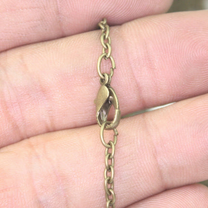 50 pcs of Ready to wear Antique Brass, Bronze Cable Chain Necklace with Lobster Clasp - 24inch(60cm) - NEC07S-24