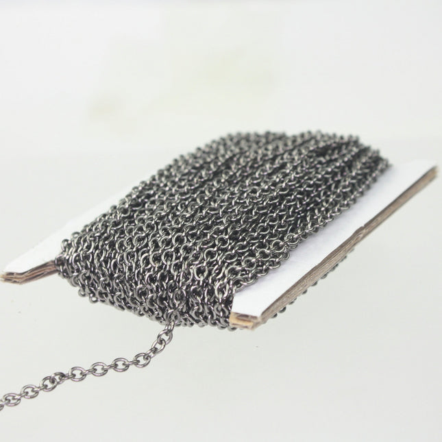32 ft. of Gunmetal Plated SOLDERED Thick Cable Chain - 3x3.5mm 21G Thickness Wire SOLDERED Link