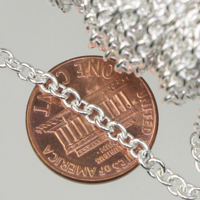 10 ft. of Silver Plated SOLDERED Thick Fancy Cable Chain - 3x3.5mm 21G Thickness Wire SOLDERED Link -  335S