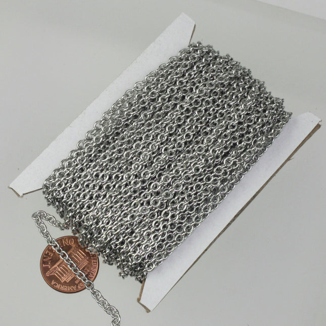 NEWnew 32 ft. of Rhodium Plated SOLDERED Thick Cable Chain - 3x3.5mm 21G Thickness Wire SOLDERED Link