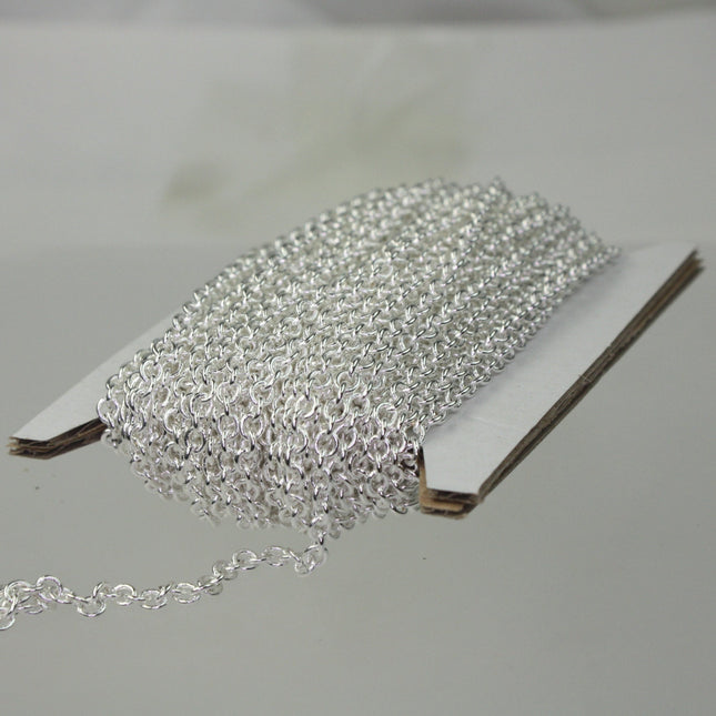 10 ft. of Silver Plated SOLDERED Thick Fancy Cable Chain - 3x3.5mm 21G Thickness Wire SOLDERED Link -  335S