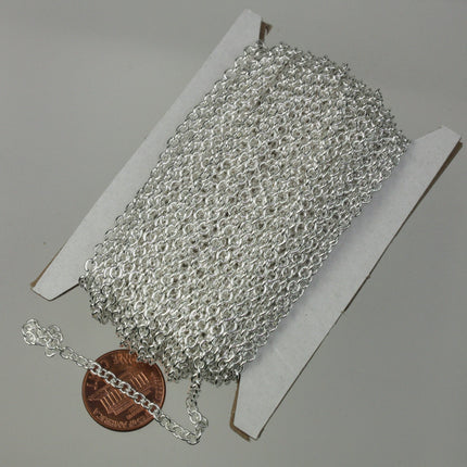 10 ft. of Silver Plated SOLDERED Thick Fancy Cable Chain - 3x3.5mm 21G Thickness Wire SOLDERED Link -  335S