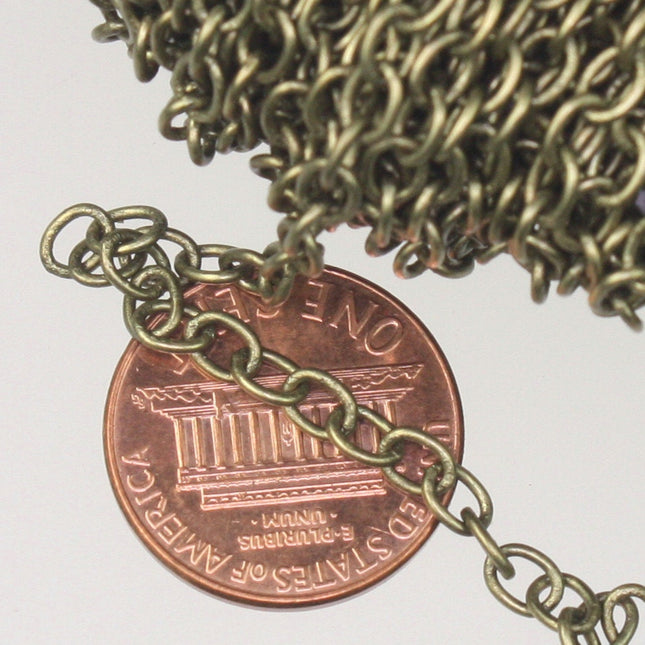 10 ft. of Antique Brass Finished SOLDERED Thick Big Cable Chain - 4x5mm 21G Thickness Wire SOLDERED Link -  450S