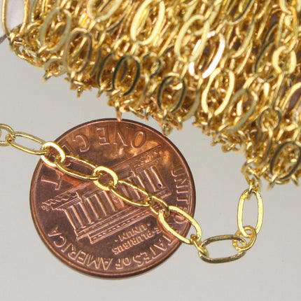 100 feet of Gold Plated Chain bulk, (1 and 1) Long and Short Chain SOLDERED Chain Necklace Bracelet Chain - 6x3mm 4x3mm Soldered 3429LS11