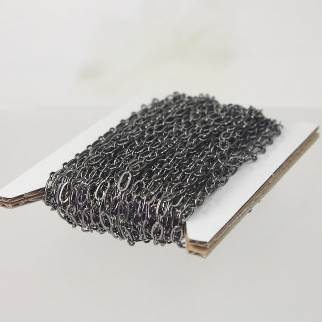 Gunmetal Chain bulk Chain, 32 ft spool of (1 and 1) Long and Short Chain SOLDERED Chain Chain - 6x3mm 4x3mm Soldered 3429LS11