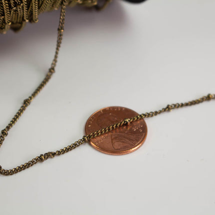 Antique Brass Satellite Curb Chain – 1.6mm Soldered Link Bulk Spool