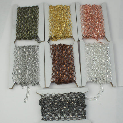 3 feet of Copper Chain Bulk Chain Necklace Bracelet, Big Hammered Soldered Figaro Chain - 5x8mm SOLDERED Link - 58FIGARO