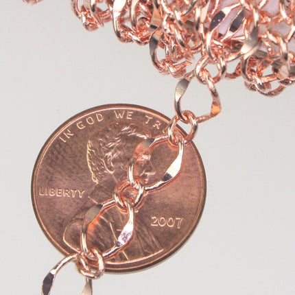 Copper Chain Bulk Chain Necklace Bracelet, 10 ft Spool of   Big Hammered Chain Soldered Curb Chain - 5x8mm SOLDERED Link - 58FIGARO