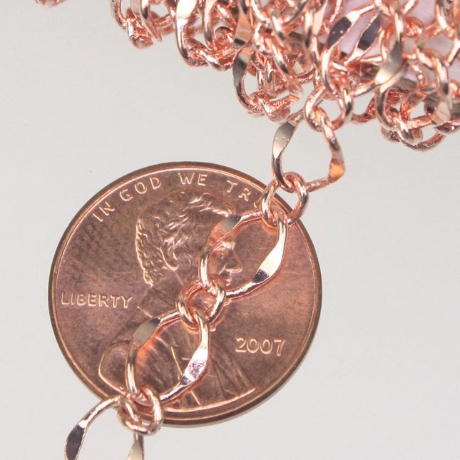 3 feet of Copper Chain Bulk Chain Necklace Bracelet, Big Hammered Soldered Figaro Chain - 5x8mm SOLDERED Link - 58FIGARO