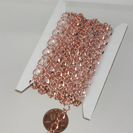 3 feet of Copper Chain Bulk Chain Necklace Bracelet, Big Hammered Soldered Figaro Chain - 5x8mm SOLDERED Link - 58FIGARO