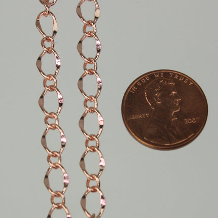 Copper Chain Bulk Chain Necklace Bracelet, 10 ft Spool of   Big Hammered Chain Soldered Curb Chain - 5x8mm SOLDERED Link - 58FIGARO