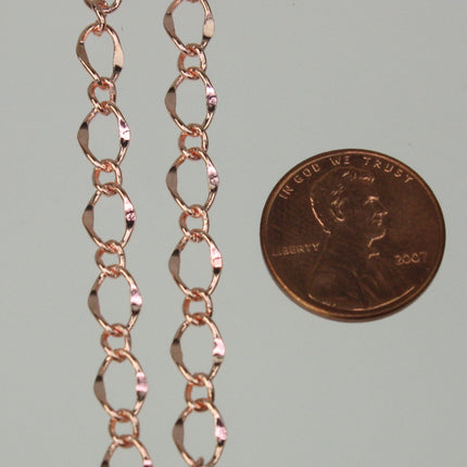 3 feet of Copper Chain Bulk Chain Necklace Bracelet, Big Hammered Chain Soldered Curb Chain - 5x8mm SOLDERED Link - 58FIGARO