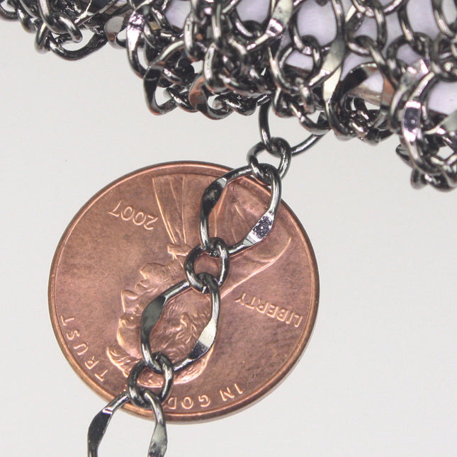 Gunmetal Chain Bulk Chain, 10 ft Spool of Gunmetal  Wholese Big Hammered Chain Soldered  Curb Chain - 5x8mm SOLDERED Link - 58FIGARO