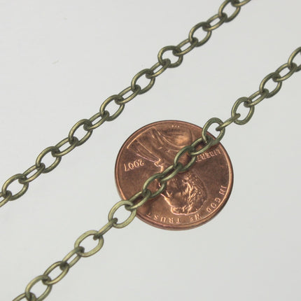 LIMITED SAMPLE 3 ft of Dark Antiqued Brass Flat Cable Sturdy SOLDERED Heavy Chunky Chain 4.2x5.2mm 22Gauge - 4252F