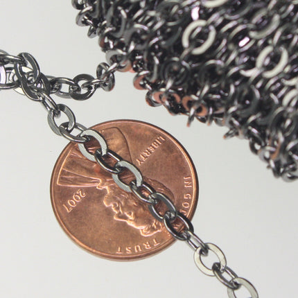 LIMITED 32 Ft of Gunmetal Flat Cable Sturdy SOLDERED Heavy Chunky Chain 4.2x5.2mm 22Gauge - 4252F
