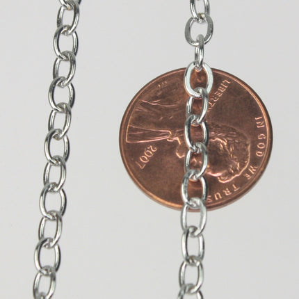 LIMITED Sample 3 ft of Rhodium Plated Flat Cable Sturdy SOLDERED Heavy Chunky Chain 4.2x5.2mm 22Gauge - 4252F