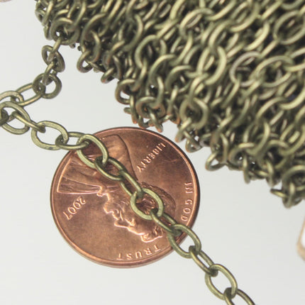 LIMITED SAMPLE 3 ft of Dark Antiqued Brass Flat Cable Sturdy SOLDERED Heavy Chunky Chain 4.2x5.2mm 22Gauge - 4252F