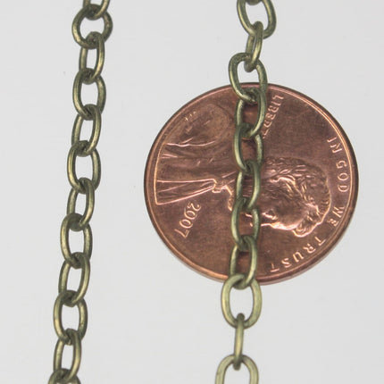 LIMITED SAMPLE 3 ft of Dark Antiqued Brass Flat Cable Sturdy SOLDERED Heavy Chunky Chain 4.2x5.2mm 22Gauge - 4252F