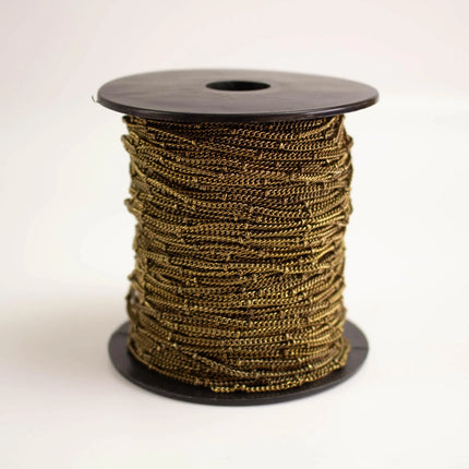 Antique Brass Satellite Curb Chain – 1.6mm Soldered Link Bulk Spool