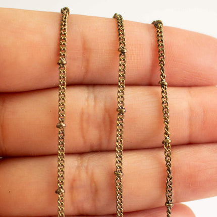 Antique Brass Satellite Curb Chain – 1.6mm Soldered Link Bulk Spool