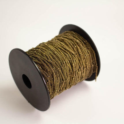 Antique Brass Satellite Curb Chain – 1.6mm Soldered Link Bulk Spool