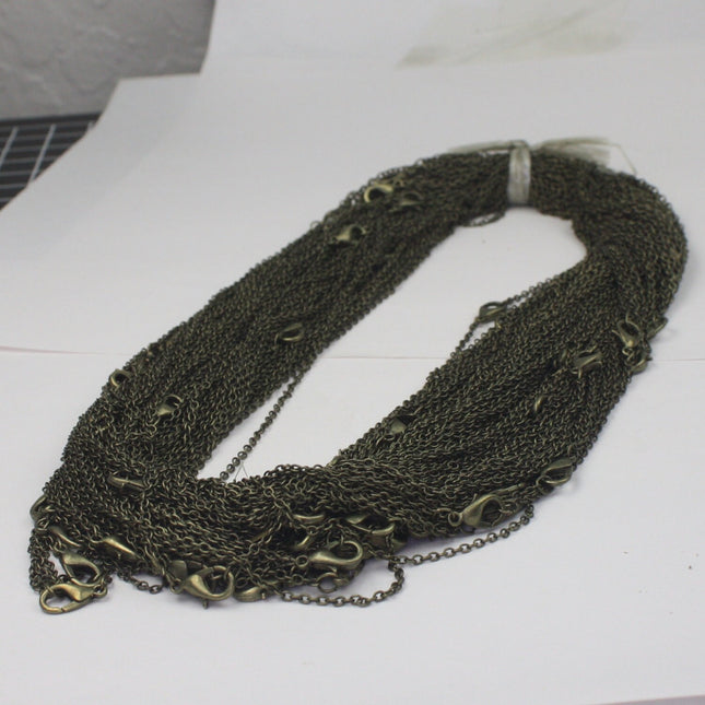 50 pcs of Ready to wear Antique Brass SOLDERED Cable Chain Necklace with Lobster Clasp - 20inch(52cm) - NEC245S-20