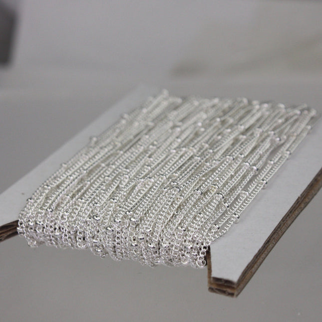 100 ft Sterling Silver Plated BALL Solder Curb Chain - 1.6mm - Tiny Satellite Solder Curb Chain - Free   Jumpring (100pcs)  - 1.6SAT