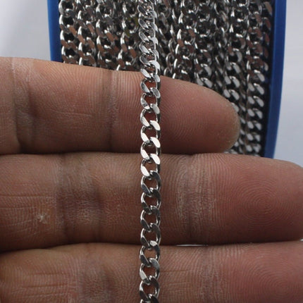 Stainless Steel chain bulk, 3 ft of Surgical Stainless Steel Sturdy BIG Curb chain - 4.5mm width 16G Wire