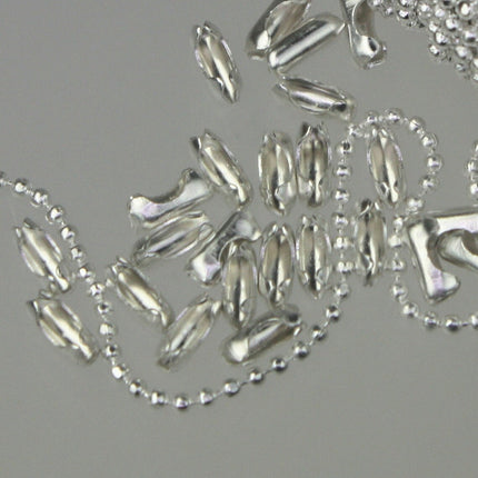 Sterling Silver Plated Ball Chain Bulk, 10 ft. spool of FACET micro ball chain - 1.2mm ball w/ FREE 10 connectors (Insert) - 12DC